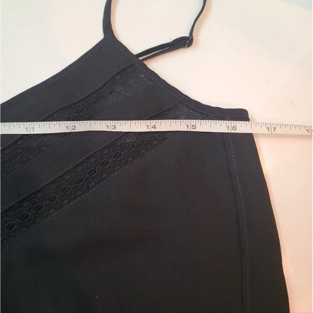 Express Black Flowy Tank Top High Side Slits Adjustable Straps XS Minimalist